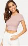 SHEIN Crop Rib-Knit Top 95% Cotton, 5% Spandex $5.00