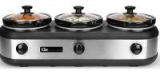 Elite Platinum 7.5Qt. Stainless Steel Triple Slow Cooker Buffet Server