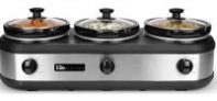 Elite Platinum 7.5Qt. Stainless Steel Triple Slow Cooker Buffet Server