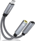 USB C to 3.5mm Headphone and Charger Adapter, 2-in-1 USB C to Aux Audio Jack Hi-Fi Dongle Cable with PD 60W Fast Charging, Compatible with Galaxy S23 Ultra/S22/S21/S20, Note20/10, OnePlus, Pixel