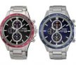 Seiko Men’s Solar Chronograph Stainless Steel Watch (Blue or Red Dial)