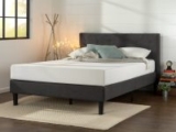 Zinus Shalini Upholstered Diamond Stitched Queen Platform Bed (Dark Grey)